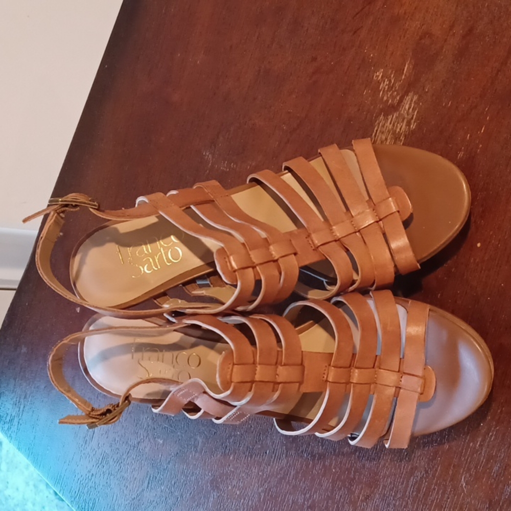 Franco Sarto Strappy Leather Heeled Sandals, Size 6